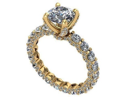 golden diamond engagement ring silver jewelry rings 3d print model - Mito3D