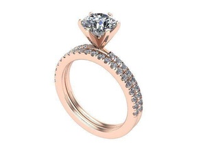 dorado diamante Boda conjunto plata joyería joya anillo anillos 3d print model - Mito3D