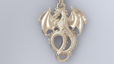 golden dragon pendant jewelry decoration luxury gold shining accessory printable necklace gem pendants 3d print model - Mito3D