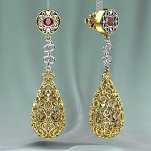 golden earrings diamonds jewelry luxury expensive diamond brilliant wedding gold printable fashion beauty 3d print model - Mito3D