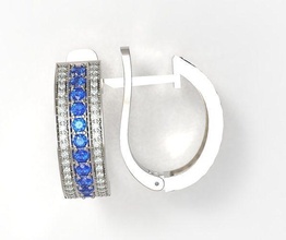 d'or boucles d'oreilles saphirs diamants bijoux gemme luxe platine précieux mode or imprimable argent brillant boucle d'oreille beauté 3d print model - Mito3D