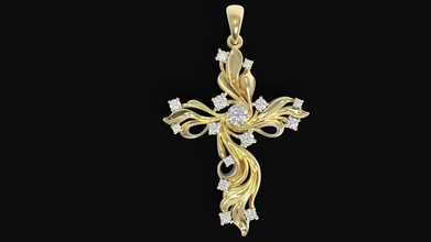 golden female cross jewelry luxury decoration elegant gold ornate modern printable design silver diamond ring pendants 3d print model - Mito3D