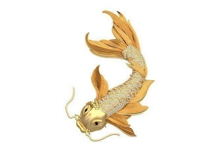 d'oro pesce anca luppolo diamante collana oro pendente mare oceano hiphop gioielleria arte lusso sterlina stampabile gioiello nozze ciondoli 3d print model - Mito3D