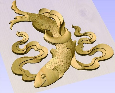 altın balık sordu Butan cnc stl Sanat işleme işaretler logolar 3d print model - Mito3D