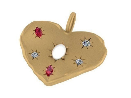 golden heart pendant diamond silver jewelry pendants 3d print model - Mito3D