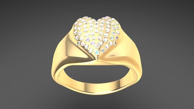 golden heart ring Edelsteine Schmuck 3d gold Silber Ringe Juwel gem diamond Herz Frauen Hochzeit 3d print model - Mito3D
