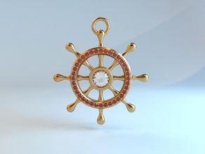 golden timone oro art gioielli di antiquariato viaggio ciondolo nave sterzo la ruota giro ciondoli 3d print model - Mito3D