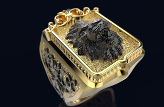 golden lion signet ring r 214 3d diamond gem jewel jewellery gold platinum jewelry rings 3d print model - Mito3D