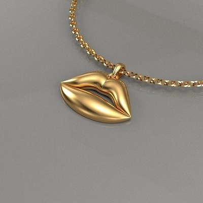 dourado lábios pingente joalheria ouro jóias legais brilho pingentes jóia prata platínio 3d print model - Mito3D