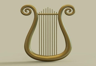 golden lyre harp music instrument string musical play acoustic classic antique vintage decoration greek ancient sound gold lyra exhibition pictorial house decor 3d print model - Mito3D