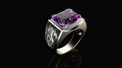 golden male ring jewelry luxury gem precious carat crystal shining printable diamond bright rings 3d print model - Mito3D