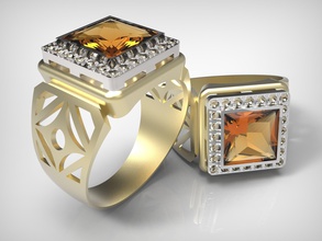 dorado masivo anillo fuego ópalo anillos joyería joya modelo agosto 3d print model - Mito3D