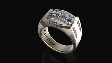golden men ring jewelry precious luxury fashion gift wealth gold gem diamond brilliant accessory rings 3d print model - Mito3D