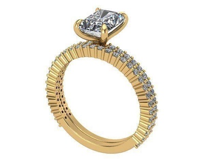 golden princess cut diamond wedding set diamonds silver jewellry rings jewelry 3d print model - Mito3D