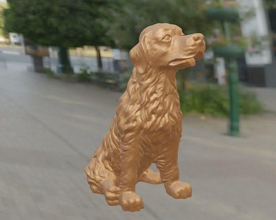 golden retriever chien animal dog art sculptures 3d print model - Mito3D