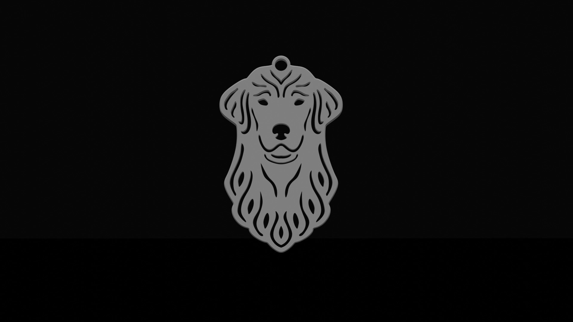 golden retriever pendant dog chain art head design symbol modern jewelry pendants 3D print model - Mito3D