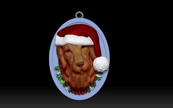 dourado retriever papai noel animal enfeite Natal árvore cachorro presente cão 3d escultura baga 3d print model - Mito3D