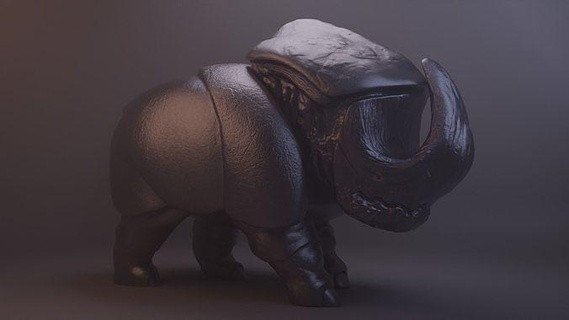 golden rhino animal monster fantasy rino art game science biology 3d print model - Mito3D