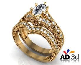 anello d'oro gioielli rhino oro stl superficie matchingband anelli 3d print model - Mito3D