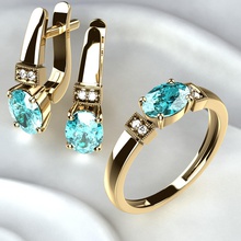 d'oro squillare orecchini zaffiri gioielleria stampabile 3dprint moda nozze gemma zaffiro anelli 3d print model - Mito3D