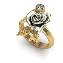 golden ring form rose flower jewelry gold printable silver cnc sterling jewel jewellery diamond print fashion beauty rings 3d print model - Mito3D