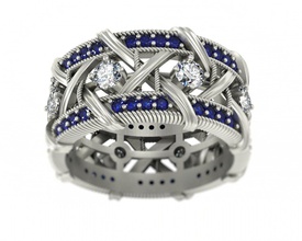 golden ring sapphire diamonds jewelry diamond gold gem rings 3d print model - Mito3D