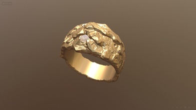 golden ring jewelry gold rock stone texture gem fusion rough art rings 3d print model - Mito3D