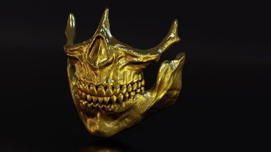 golden skull mask - inspired by higgs death stranding sam bb kojima productions bridges homo demens gold timefall mouth hideo videogame prop evil games toys 3d print model - Mito3D
