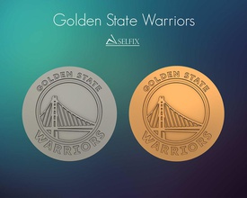 golden warriors logo relief basketball art sculptures signs logos 3d print model - Mito3D