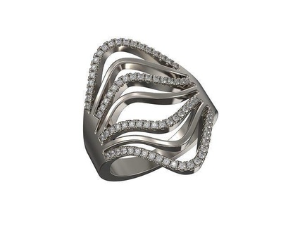 golden Wellen Ring Diamanten Engagement Schmuck Gold Silber Design 3d Modellieren Drucken cad Solitär Billion Oval Heiligenschein Lünette pflastern Diamant brillant Ringe 3d print model - Mito3D