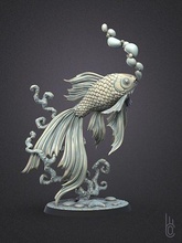 Akvaryum balığı altın yazdırılabilir balık Su akvaryum doğa hayvan deniz yüzgeç baloncuklar mercanlar iç heykel sanat eseri okyanus ölçekler Balık heykeller Sanat 3d print model - Mito3D