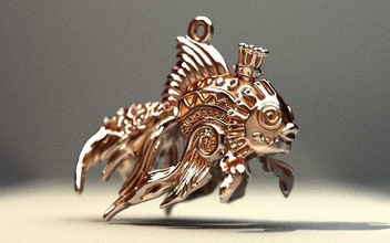 le poisson rouge bijoux or du pendentif miniature d'argent de l'espoir pendentifs 3d print model - Mito3D