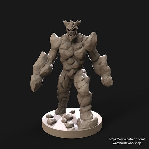 golem Roca personaje fantasía monstruo ficticio criatura elemental juegos juguetes tablero 3D print model - Mito3D