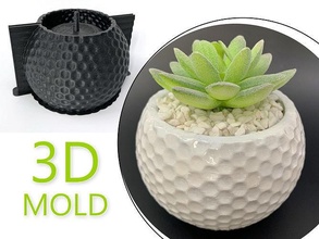 golf ball planter mold - include pot file bowl cement idea balls flower vase mould concrete hobby diy 3d print model - Mito3D