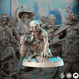 gollum hobbit lord rings lotr 32mm pre-supported fellowship tolkien gimli frodo gandalf middle earth legolas aragorn miniatures figurines 3d print dnd heroquest dungeon games toys board 3d print model - Mito3D