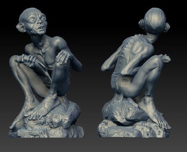 gollum escultura 3d personagens modelo mitológico criaturas fantasia ficcional monstro senhor of argolas esculturas figura bronze jogos brinquedos 3d print model - Mito3D