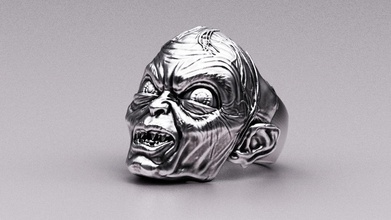 golum ring lord of gollum sculpture movie mask silver jewelry horror halloween sterling portrait lordofthering figure fantasy creature rings 3d print model - Mito3D