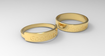 goodness couple finger ring gold wedding jewelry luxury shining fashion engraved printable rings 3d print model - Mito3D