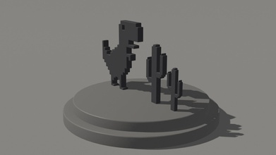 google krom trex çalıştırmak oyun oyuncak chrome tyrannosaurus rex raptor jurassic büst heykel 3dprint 3d oyunlar oyuncaklar 3d print model - Mito3D