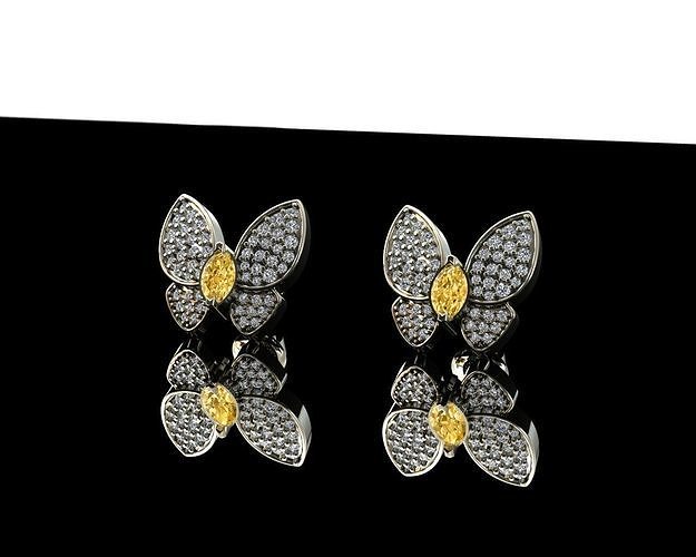 gorgeous butterfly earring pendant ring diamond gold jewelery lewellery stone gem wedding jewel printable bracelet fashion brilliant 18k 14k jewelry earrings 3D print model - Mito3D