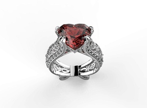 gorgeous ring heart stone jewelry jewel engagement precious diamond gold gemstone rings 3d print model - Mito3D