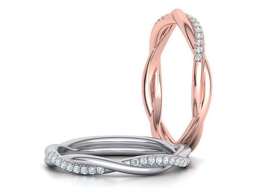 maravilloso cuerda estilo retorcido banda anillo 3dmodel diamante delicado brillante boda bandas joyería estados unidos europa uk 3d canadá grecia mexico clásico joya anillos 3d print model - Mito3D