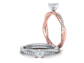 linda corda estilo torcido noivado anel 4mm pedra 3dmodel joalheria moda diamante brilhante promessa Projeto imprimível brilhando precioso delicado 3d print model - Mito3D