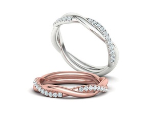linda corda estilo torcido Casamento banda francês pavimentar 3dmodel joalheria anel haste EUA Canadá diamante argolas torção 3d print model - Mito3D