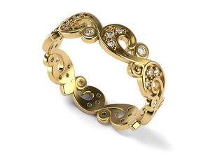 gorgeous streamline pattern ring jewelry gold diamond gems wedding jewellery jewel gem gemstone rings 3d print model - Mito3D