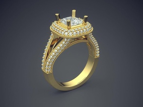 gorgeous unique golden engagement ring diamonds jewelry gold jewel jewellery rings wedding diamond brilliant cad gem platinum printable silver detail design 3d print model - Mito3D