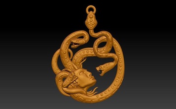 gorgon meduse anhänger halskette griechisch mythologie göttin linderung skulptur bas schmuck medaillon kopf gesicht kunst skulpturen halsketten 3d print model - Mito3D