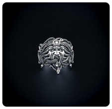 gorgon anneau bijoux de l'anneau la gorgone fasion sculptural les anneaux 3d print model - Mito3D
