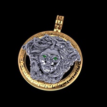 gorgona head pendant gold white printable jewelery fine cad jewelry pendants 3d print model - Mito3D