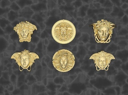 39 aigle Gorgona bijoux imprimable Versace bague pendentif art soulagement sculpture symbole modèles méduse logo tête antique belle conception or panneaux logos 3d print model - Mito3D